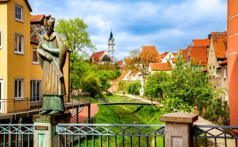 Donauwörth, Wörnitz, Kirche Heilig Kreuz, St. Nepomuk-Statue