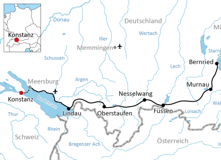 Vom Bodensee durch das Allgäu nach Oberbayern mit dem Rad