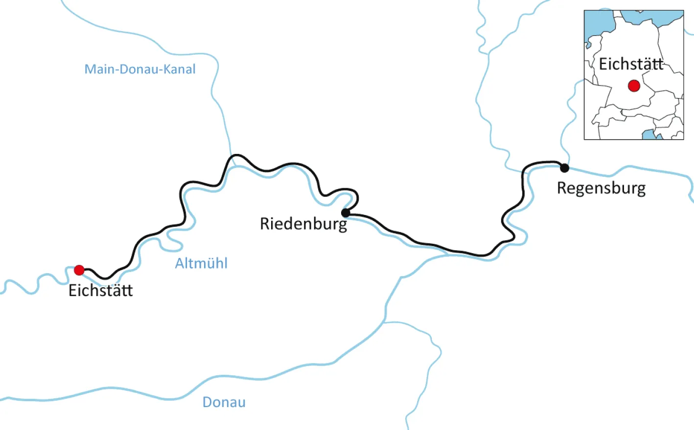 Karte für die Radtour in der Oberpfalz für Sportliche